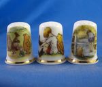 Birchcroft Thimbles -- Set of Three -- Winnie the Pooh Vintage