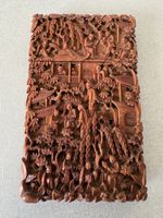 Antique Chinese 19th Century Carved wood  Card Case ~ Superb Detail