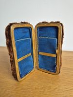 RARE Antique Victorian Brown Fur Cigar Cigarette Sewing Case Gold Monogrammed