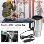Car 12V 450ml Kettle Stainless Steel Travel Heating Coffee Maker Tea Mug