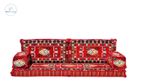 ARABIC MAJLIS JALSA TURKISH SOFA, OTTOMAN FLOOR CUSHION SEATING FULL SET RED