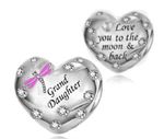 GRANDDAUGHTER DRAGONFLY PINK HEART CHARM 💜 GENUINE 925 STERLING SILVER GIFT