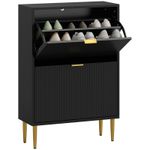 HOMCOM Slim Shoe Storage Cabinet with 2 Flip Drawers for Hallway, Black
