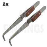 2x 90 Degree Angled Self Cross locking soldering tweezers hands craft watch tool