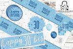 Blue Silver 30th Birthday Party Supplies Tableware & Decorations Glitz Age 30