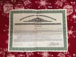 Rare INTERNATIONAL NICKEL COMPANY OF CANADA MINING CERTIFICATE OF BENEFITS 1930