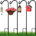 4x Shepherds Crook Hooks for Bird Feeders & Solar Garden Lanterns Plants Hanging