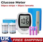 Blood Glucose Sugar Monitor Diabetes Testing Kit +50 Test Strips +50 Lancets