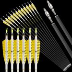 28" 32" Pure Carbon Arrow SP300-800 Spiral Feathers Recurve Bow Archery Hunting