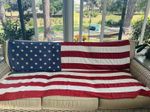 Vintage MCM American Flag Polyvex Embroidered 50 Stars 73" x 48"