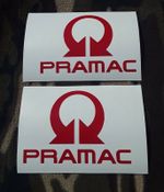 2 x pramac vinyl decals 250mm race/track bike belly pan fairings sponsor sticker