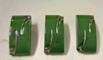 Vintage  Art Deco era Green glass buttons, Bohemian/Czech origin, set of three.