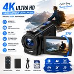 4K Touch Screen 48MP Handheld DV Camcorder Video Camera 16x Zoom IR Night Vision