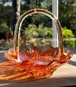 Vintage carnival glass basket