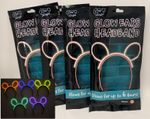 GLOW BUNNY BEAR EARS HEADBAND Party Gift Bag Fillers Girls Birthday Glow Sticks