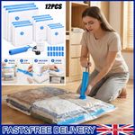 Vacuum Storage Bags 12 Pack with Hand Pump Space Saving Compression Bags UK