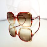 VERY RARE Ted Lapidus Paris Sunglasses Cherry/Crystal/Gold Gradient Vintage 70s