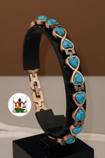 Copper & Turquoise Hearts Bracelet