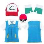 Kids Pokemon Ash Ketchum Fancy Dress Costume Children Pokemon Costume Set
