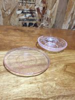 VTG Pink Glass Saucers Depression Glass Light One 3' and One 2 3/4"