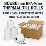 80×80 mm BPA Free Thermal Till Rolls EPOS POS Receipt Paper Bulk Pack 20/40/60