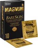 10 Magnum Bareskin Large Size Condoms by Trojan, Thin and Lubricated Condoms X10