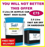 2K CAR PAINT  FORD FROZEN WHITE HIGH GLOSS 5 Litre and 2.5 Litre 2k HARDENER