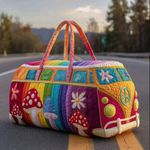 Hippie Van Quilted Duffle Bag Quilted Duffle Bags, Canvas Weekender Travel Bags