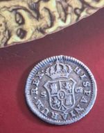 Silver Colonial Spain  1/2 Real Coin  Carolus III 1780 1.4 Grams 