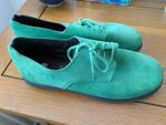 Vintage Down To Earth Green Suede Shoes Ladies UK 7 EU 40 Made In France