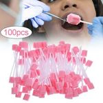 1-100pcs Disposable Oral Care Sponge Swab Dental Mouth Tooth Cleaning Foam Stick