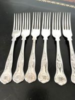 6  SILVER PLATED KINGS PATTERN FORKS 8.5 INS .