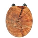 18'' Universal Wooden Toilet Seat Easy Fit Bathroom WC Seat with Fittings