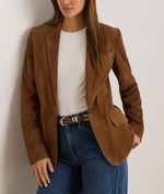 Camel Brown Suede Leather Blazer Women Formal Size XS S M L XL XXL 3XL CM