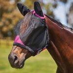 WeatherBeeta ComFiTec Deluxe Durable Mesh Fly Mask with Ears - Black/Purple