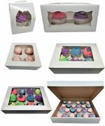 Windowed Cupcake Boxes for 1, 2, 4, 6, 12 & 24 Cup Cakes with Removable Trays