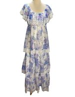 Vintage Nylon Babydoll Nightdress Size S Long Tiered Lace Floral Maxi Wedding
