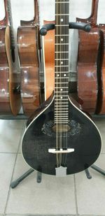 Black octave mandolin, short scale Irish bouzouki, made in Romania, solid wood