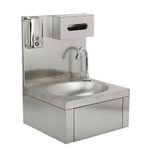 Knee Operated Hand Wash Sink Stainless Steel Wash Basin w Towel ＆ Soap Dispenser