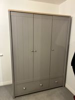 Next Hanley Solid Oak 3 Door Wardrobe Double Drawer Excellent Condition