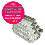 Stainless Steel Lasagne Baking Roasting Tray with Grill and Handles 25/30/35cm
