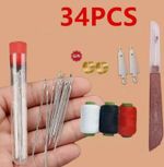 34Pcs Stainless Steel Sewing Kit with Top Needle DIY Apparel Sewing Supplies NEW