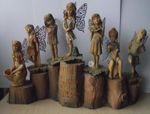 Clarecraft Faerie Realm 'Monday's Child' 7 Fairy Complete Set +RARE Display Base