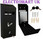 WALL MOUNT MOUNTED LOCKABLE METAL OUTDOOR CIGARETTE ASHTRAY ASH BIN BLACK 
