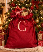 Personalised Christmas Gift Sack Large Velvet Santa Sack Name Initial