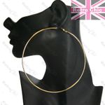 GIANT 4.75"BIG HOOP EARRINGS thin metal HUGE HOOPS 12cm GOLD/SILVER/BLACK PLATED