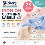 IRON ON Personalised Name Labels Minimalist Simple for Nursery School Care Homes