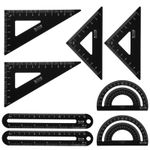 8pcs Triangular Ruler Set 15cm/6" Aluminum Ruler Geometric Protractor Black]