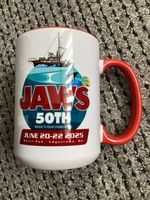 Jaws 50th Anniversary Mug White/Red Handle "June 20-22 2025"