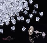 50-200 SOFT SILICONE CLEAR RUBBER HYPOALLERGENIC EARRING BACKS STOPPERS 4mm AB24